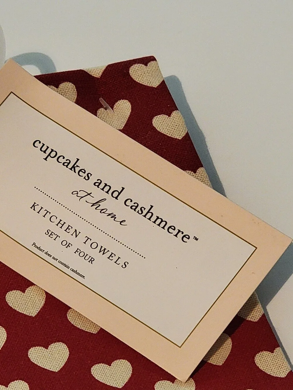 Cupcakes and Cashmere Valentine Hearts Kitchen Towel 4 Pack Cotton Red